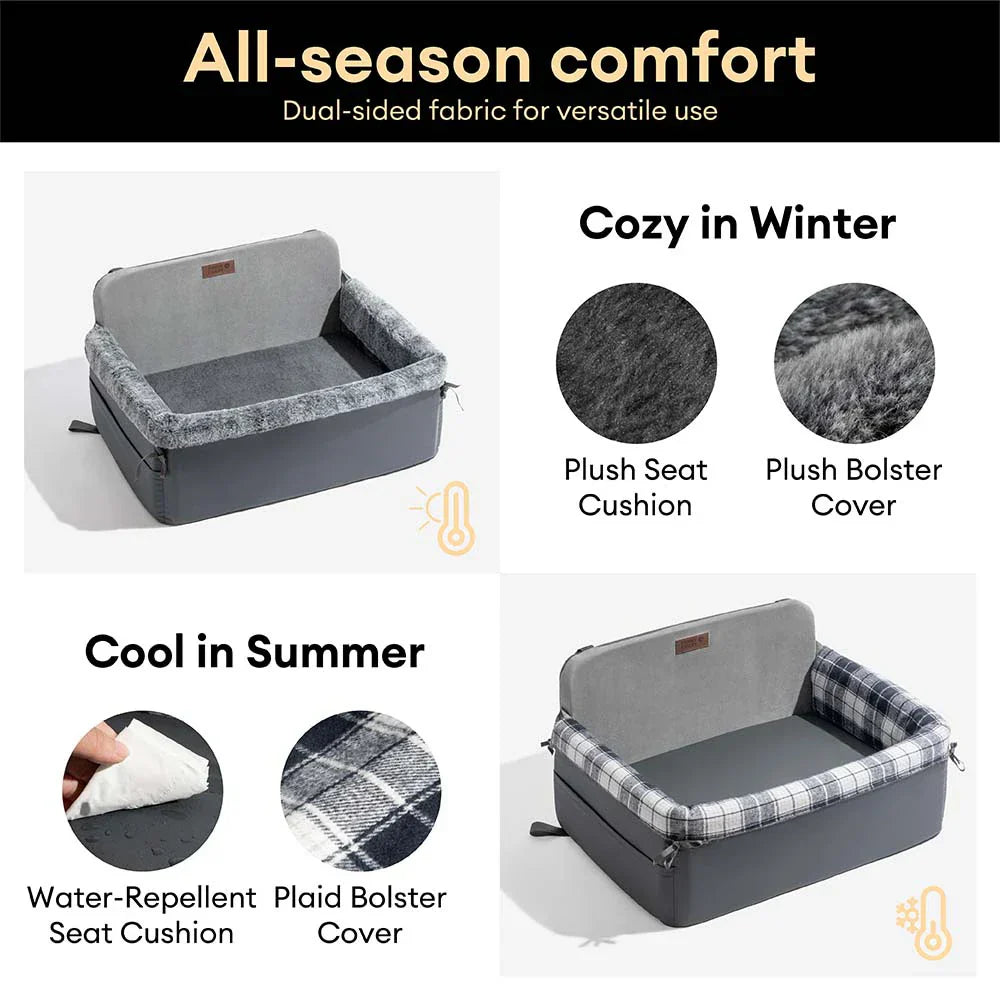 All-Season Dog Car Seat Bed for Travel Safety - Pet Booster Seat