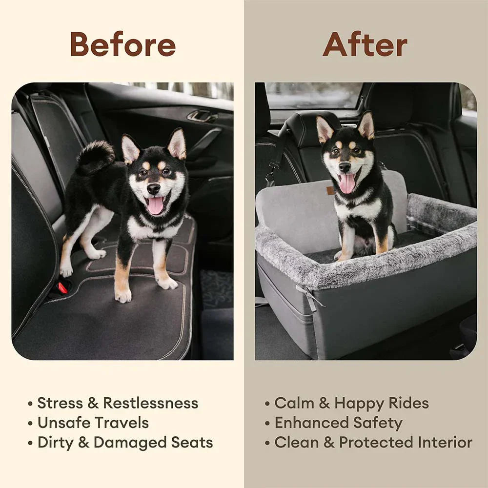 All-Season Dog Car Seat Bed for Travel Safety - Pet Booster Seat