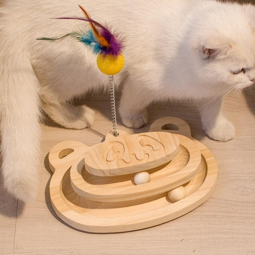 Cat Scratching Post with Interactive Maze Ball Toy for Cats