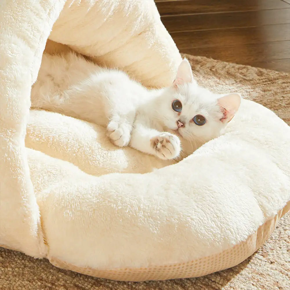 Cozy Washable Enclosed Pet Bed - Warm Slipper-Style Design
