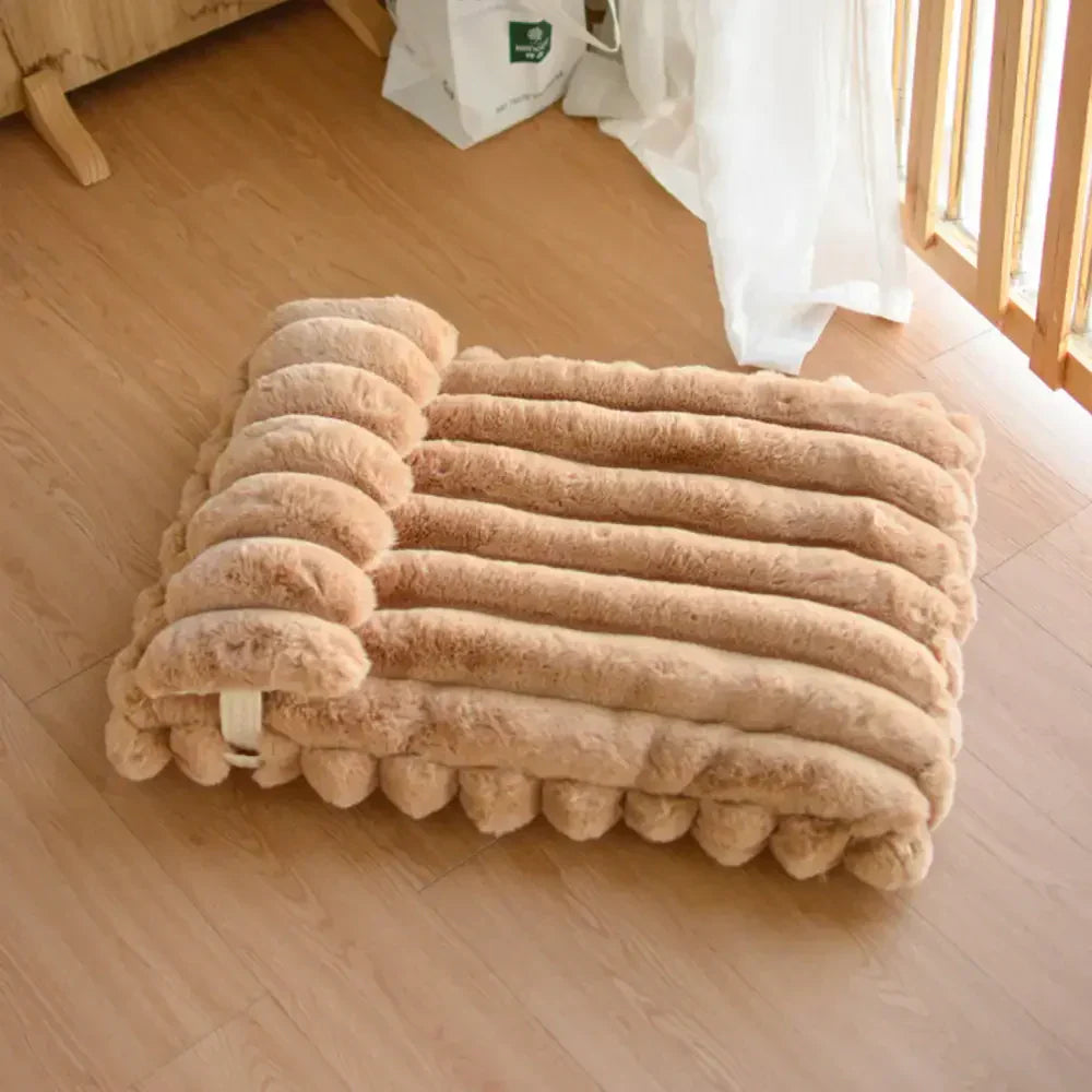 Cozy Faux Rabbit Fur Dog Bed Pillow - Warm Soft Pet Cushion