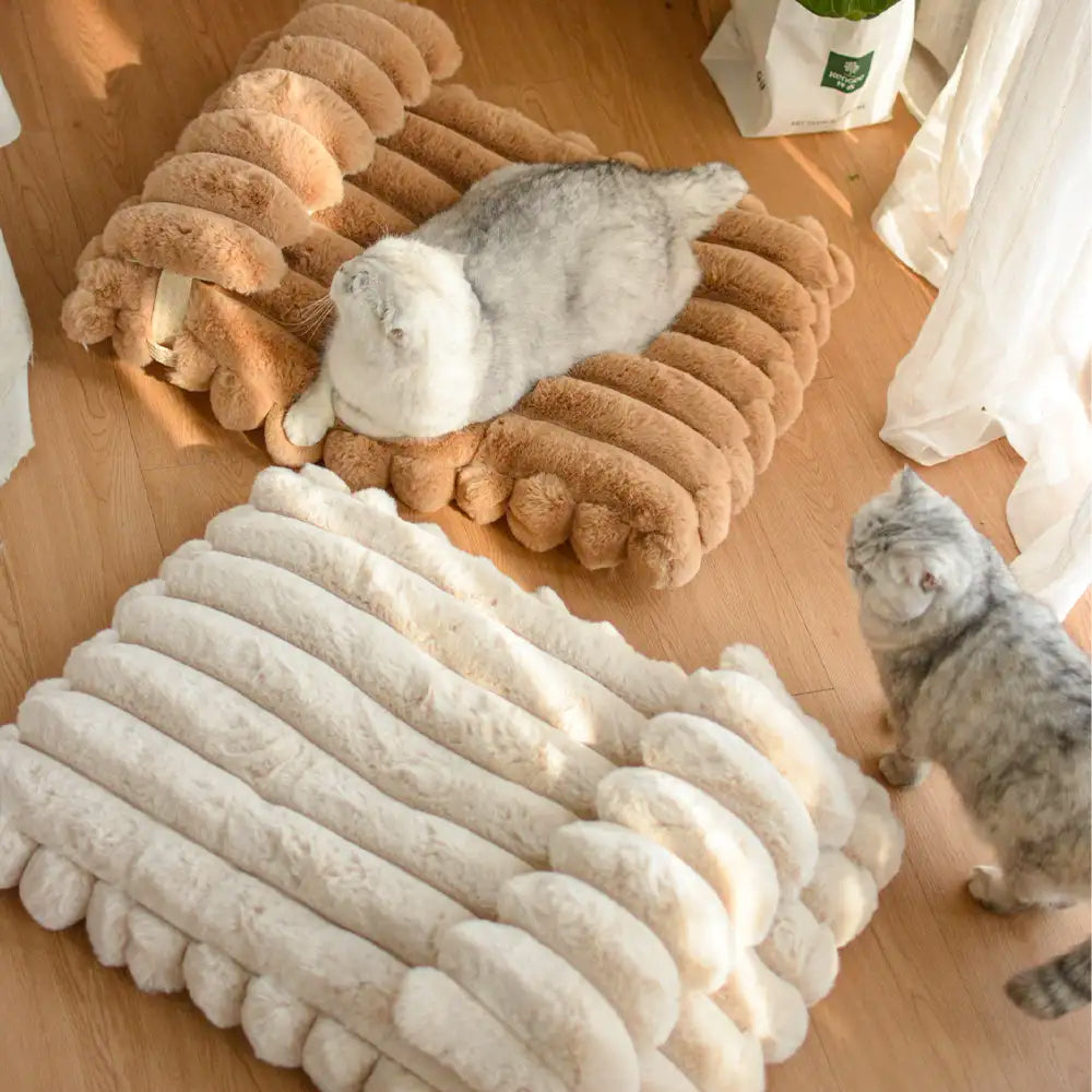 Cozy Faux Rabbit Fur Dog Bed Pillow - Warm Soft Pet Cushion
