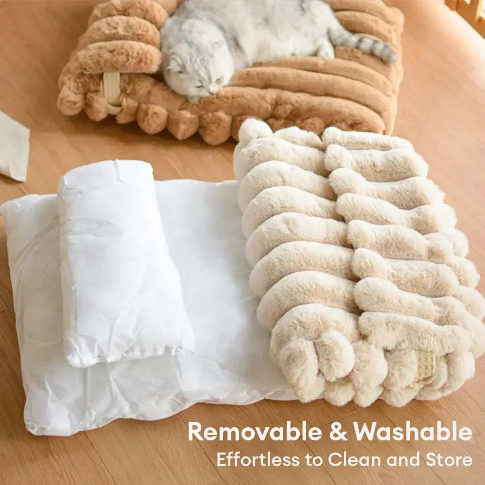 Cozy Faux Rabbit Fur Dog Bed Pillow - Warm Soft Pet Cushion