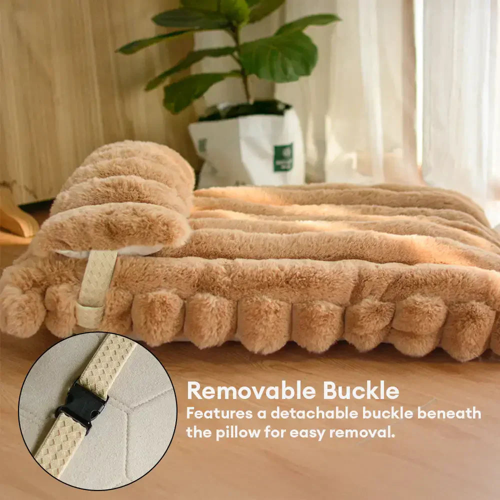 Cozy Faux Rabbit Fur Dog Bed Pillow - Warm Soft Pet Cushion