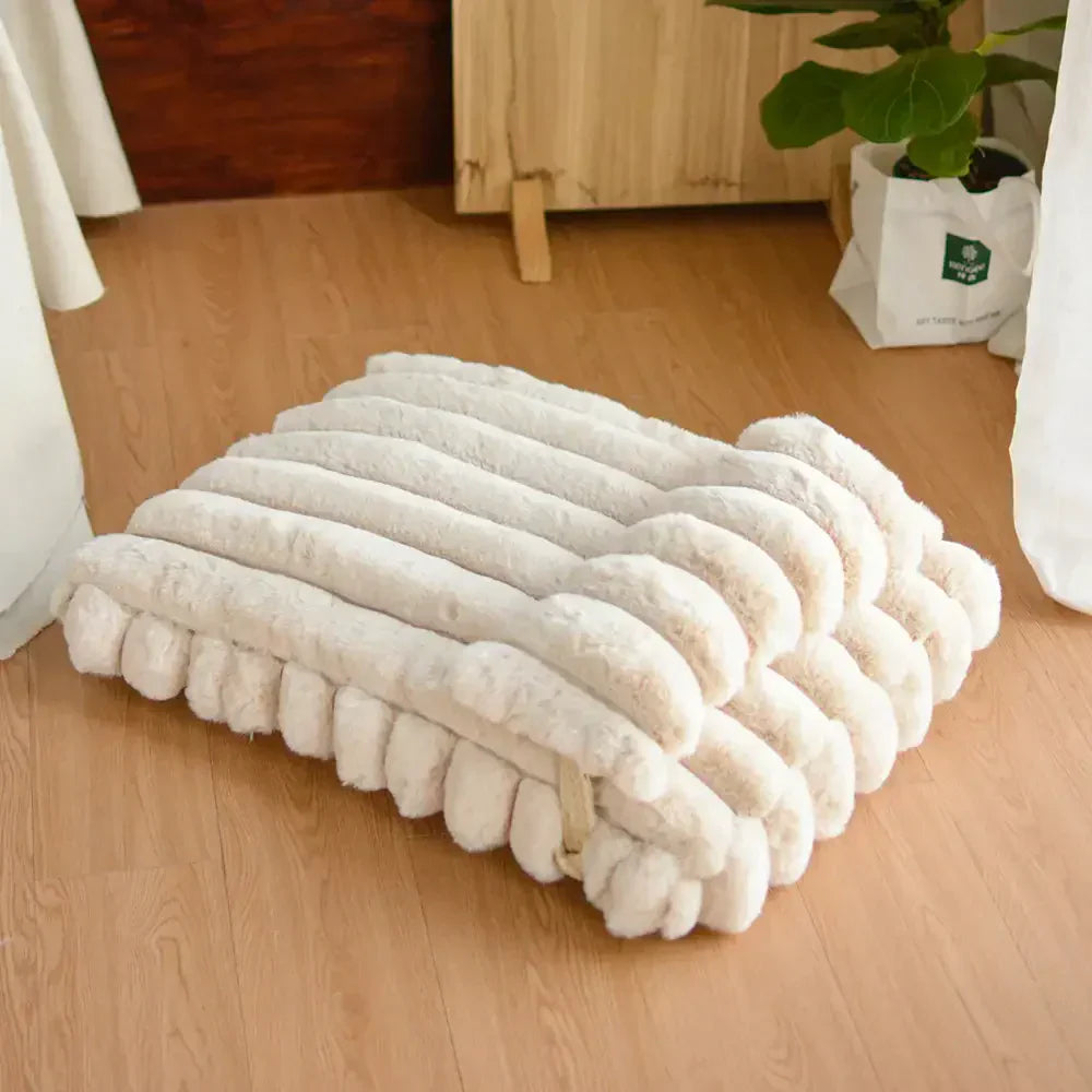 Cozy Faux Rabbit Fur Dog Bed Pillow - Warm Soft Pet Cushion