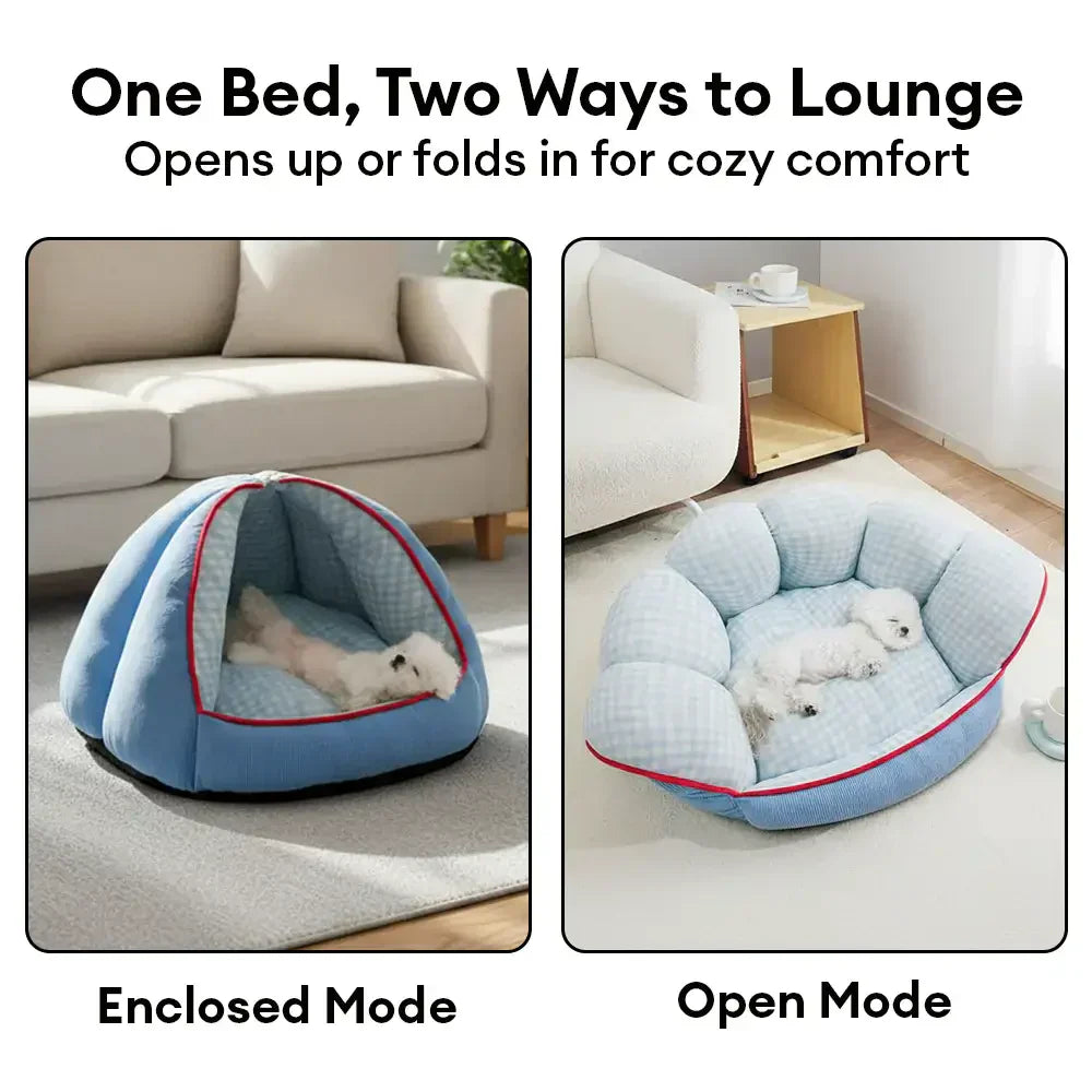 Cozy Semi-Enclosed Cave Dog Bed | Warm Pet Bed for Dogs & Cats