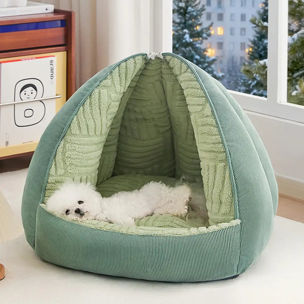 Cozy Semi-Enclosed Cave Dog Bed | Warm Pet Bed for Dogs & Cats