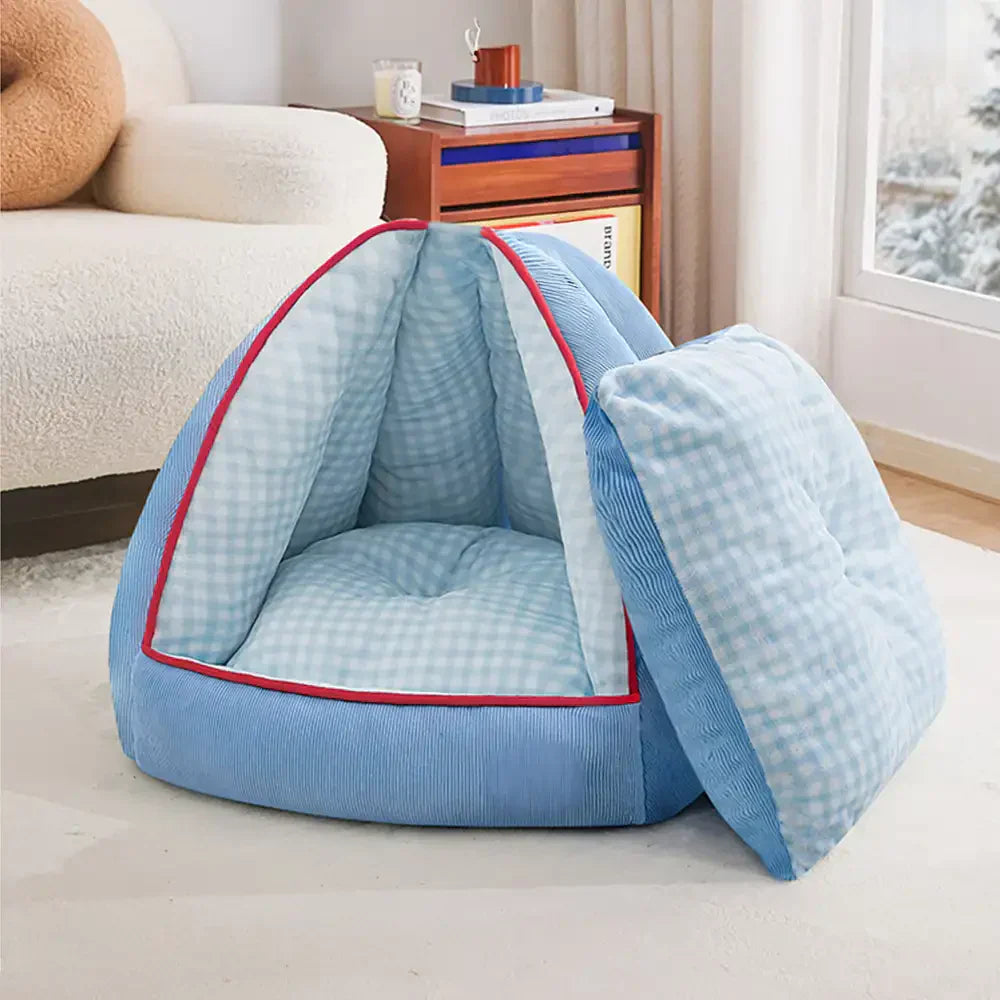 Cozy Semi-Enclosed Cave Dog Bed | Warm Pet Bed for Dogs & Cats
