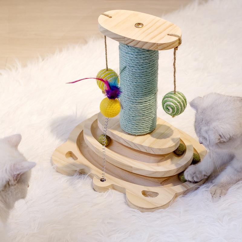 Cat Scratching Post with Interactive Maze Ball Toy for Cats