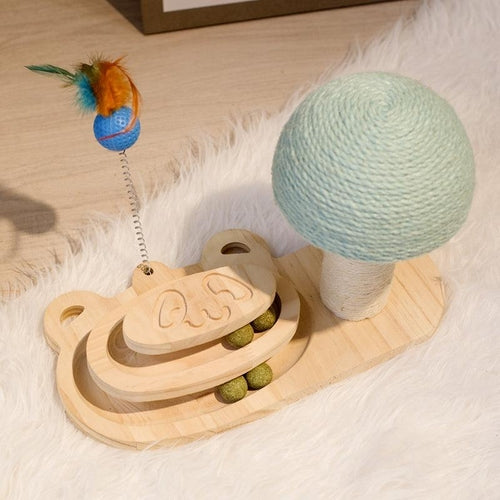 Cat Scratching Post with Interactive Maze Ball Toy for Cats