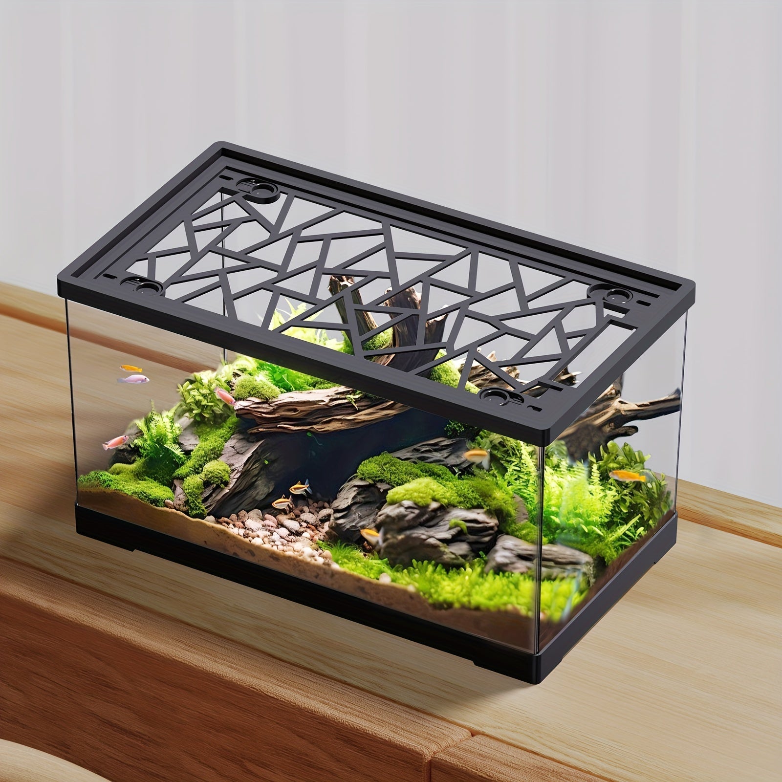 5-Gallon Fish Tank with Lid for Home & Office, Ideal for Turtles, Shrimp, Goldfish, Frogs